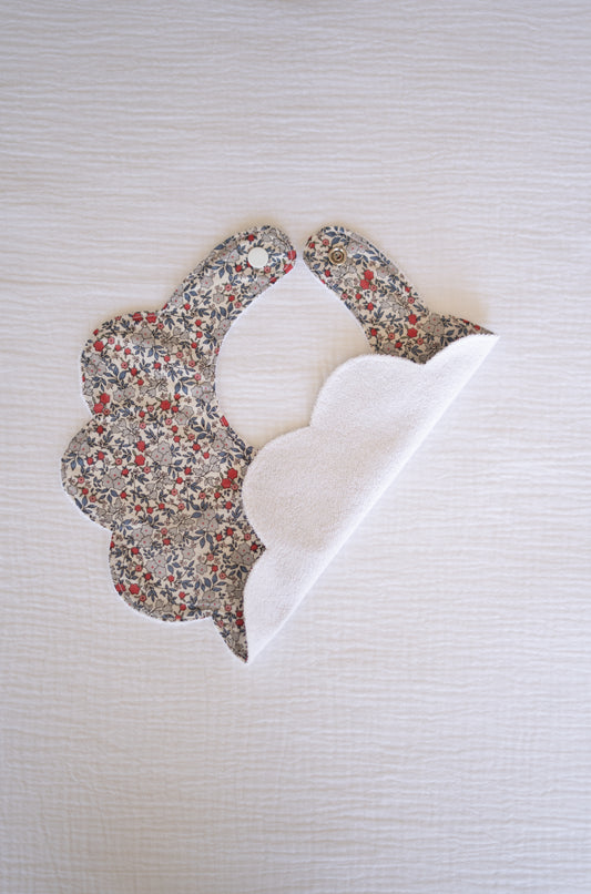 Grey Flowers Organic Cotton Baby Bib