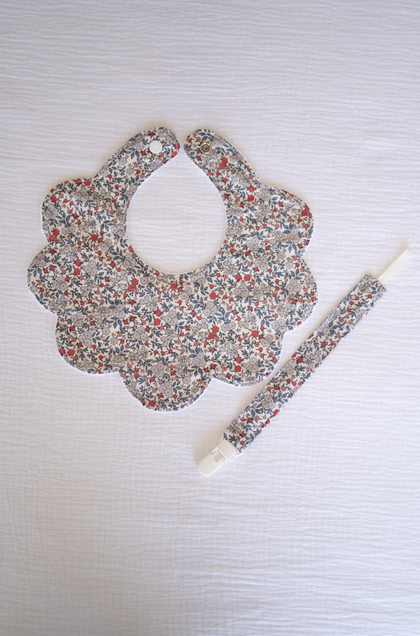 Grey Flowers Organic Cotton Baby Bib