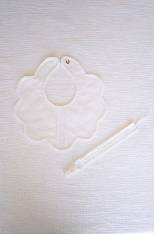 White Broderie Pacifier Holder