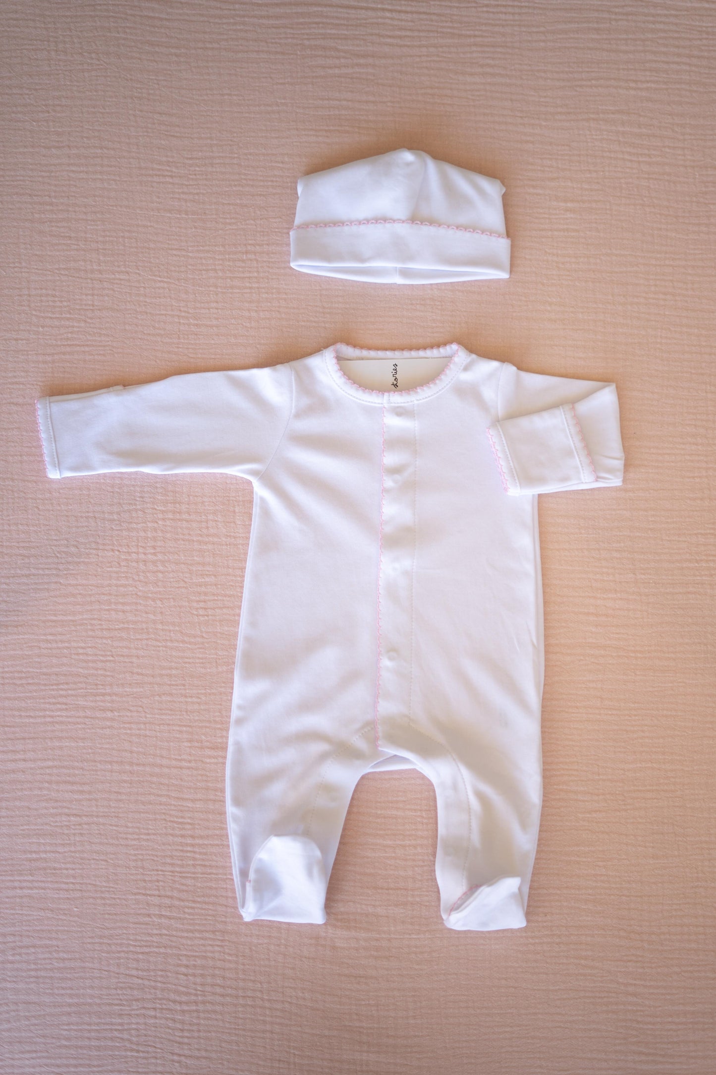 Premium Pima Cotton Pink Babyrow & Hat: Preemie