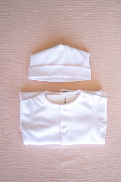 Premium Pima Cotton Pink Babyrow & Hat: Preemie