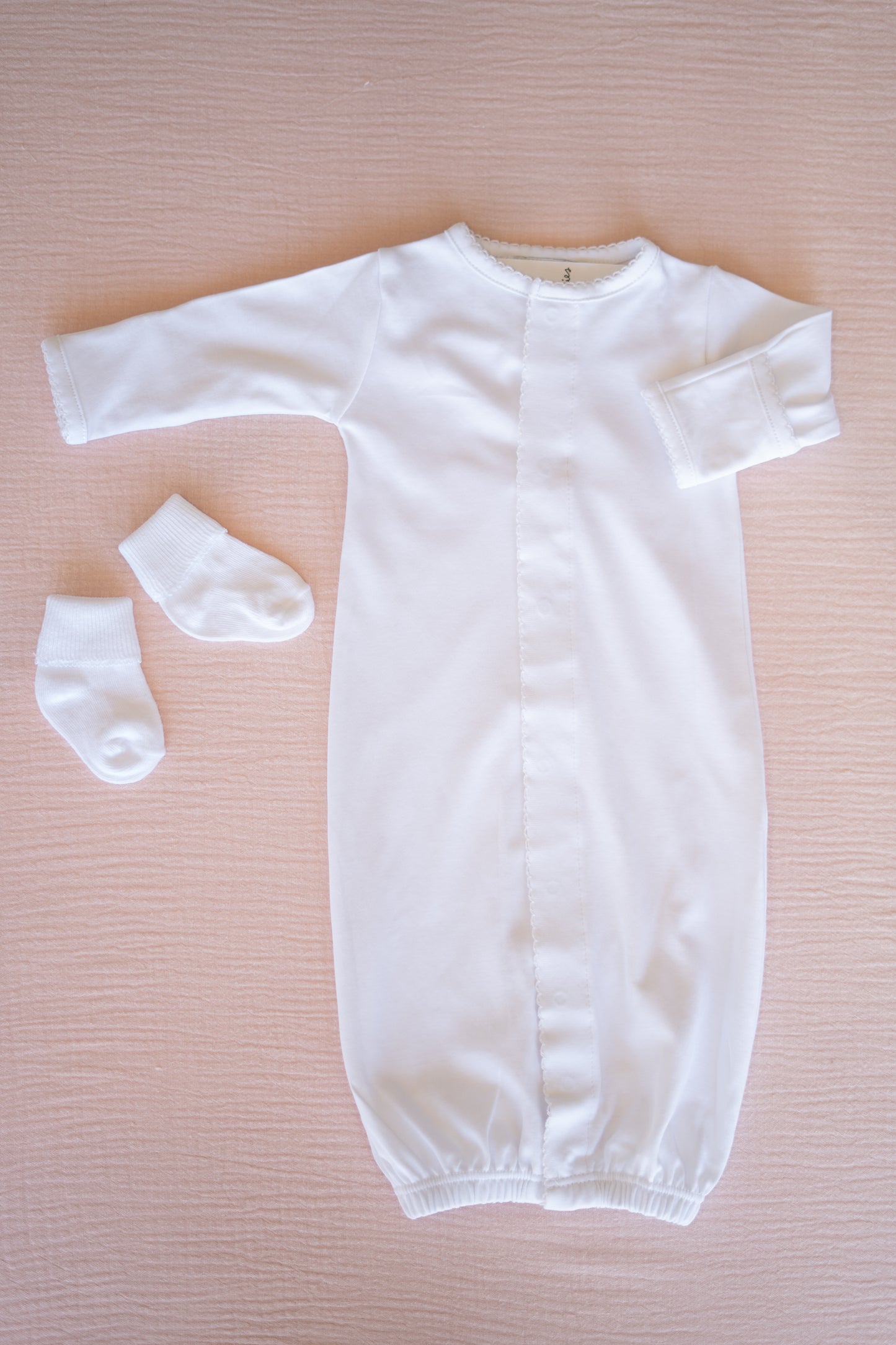 Premium Pima Cotton White Sleep Sack & Socks: Preemie