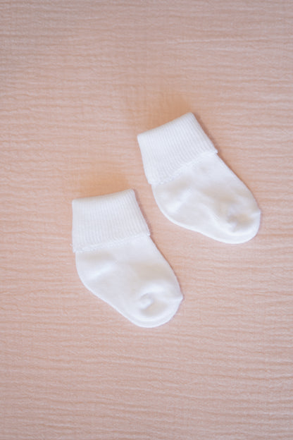 Premium Pima Cotton White Sleep Sack & Socks: Preemie