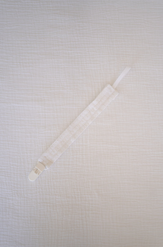 White Broderie Pacifier Holder